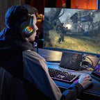 Gaming Headset for PC, Ps4, Ps5, Xbox Headset with 7.1 Surround Sound, Gaming Headphones with Noise Cancelling Mic RGB Light Over Ear Headphones for Xbox Series X/S, Switch-Blue