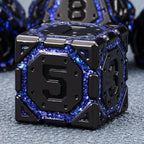DND Metal Dice Set, Polyhedral Dice Set for RPG D&D Dice with Cracks Dungeons and Dragons Dice Set for RPG TTRPG D&D Die with Gift Case(Black Nickel Purple)