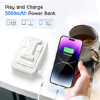 TechGlow Foldable Cellphone Stand with Bluetooth Speaker and Power Bank Birthday Gifts for Men Women Mother Father Brother Sister Teens Cool Tech Gadgets-White