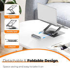Tobenone Laptop Docking Station Stand for MacBook Pro/Air/Dell/HP/Surface/Lenovo, Mac Docking Station with 4K HDMI, USB 3.0, RJ45, PD 3.0, USB C Laptop Stand Hub for Desk with 360 Rotating Base Grey