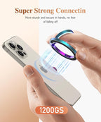 GVIEWIN Magnetic Phone Ring Holder, Compatible with MagSafe Phone Grip with Adjustable Stand, Magnet Phone Ring Kickstand for iPhone 16 Pro Max/Plus/15/14/13/12 Series/Other Phones (Colorful)