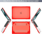 Batianda for New MacBook Air 13.6 inch Case 2025 M4 2024 2022 Release Model A3240 A2681(M2) A3113(M3), Heavy Duty Shockproof Protective Hard Shell with Fold Kickstand & Keyboard Cover, Red