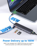 10Gbps USB C Hub, USB-C Laptop Docking Station, 8in1 Triple Display Docking Station for Dell Hp Lenovo Surface Windows (Dual HDMI+ DisplayPort + PD3.0 100W +SD TF Card Reader +10GB USB Port)
