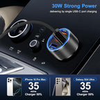 Car Charger for iPhone 16 15 Pro Max, Besgoods 4-Port Cigarette Lighter Adapter USB C & USB A Car Phone Charger Fast Charging Voltmeter for Galaxy S24 S23 A15 A54 Android, 6ft USB C to C Cable