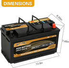 Weize Platinum AGM Battery BCI Group 49-12v 95ah H8 Size 49 Automotive Battery, 160RC, 900CCA, 36 Months Warranty, Dimensions 13.9" L x 6.89" W x 7.48" H
