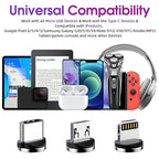 Magnetic Charging Cable 540° Rotating Magnetic Phone Charger [6-Pack, 3ft/3ft/3ft/6ft/6ft/10ft] 3 in 1 Magnetic Charger Cable Nylon Braided Magnetic USB Cable for i-P/Micro USB/Type C Device-Purple