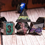 D&D Dice Set Metal,Large Striped Glitter Dice Set.RPG Polyhedral Dice 7pcs Set
