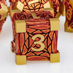 Metal DND Dice Set Golden Red Debris RPG D and D Dice for use with D&D Tabletop Games Role Playing Game Polyhedral Dice Set with Box D20 D12 D10 D8 D6 D4