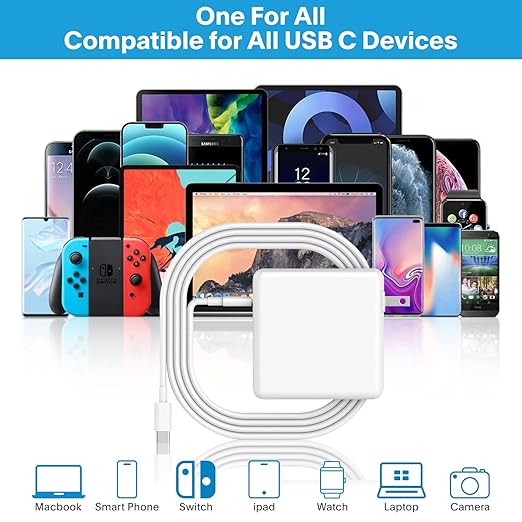 Mac Book Pro Charger - 118W USB C Fast Charger Power Adapter Compatible with MacBook Pro/MacBook Air 16 15 14 13 Inch, M1 M2 M3 M4, New iPad Pro and All USB C Device, Charge Cable 6.6ft