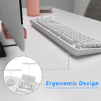Wireless Keyboard Mouse Combo, 104 Keys Cute White Keyboard with Number Pad & Mouse for Windows, Computer, PC, Notebook, Laptop (White)