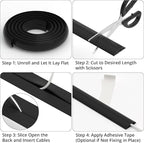 ZhiYo 10ft Cord Covers for Wires on Floor, Cord Hider Floor Hide Extension Cords, Soft PVC Cable Cover Cable Protector, Wire Cavity W0.62in H0.31in, White
