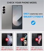 for Samsung Galaxy Z Fold 6 Case with Card Holder & Hinge Protection, Built-in Screen Protector & Camera Cover, Sturdy Durable Protective Multifunctional Wallet Phone Case for Z Fold 6 5G, Blue
