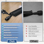 Floor Cord Cover for Wires on Floor Self Adhesive Cord Hider Floor Cable Management Wire Covers for Cords Protector Prevent Cable Trips Cord Cavity W 0.59" x H 0.31", Black, 3.3Ft