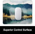 ITNRSIIET Mouse Pad with Stitched Edge Premium Textured Smooth Precise Operation Waterproof Washable Non-Slip Rubber Base Desktop Protection Mat, 10.2×8.3×0.12 inches, Landscape Forest