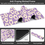 Purple Groovy Flowers Desk Mat,Large Vintage Floral Gaming Keyboard Mouse Pad,Non-Slip Rubber Base Desk Pad Thick Stitched Edges Waterproof Mousepad Mouse Mat 31.5"x11.8"