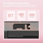 KEEBMONKEY WOBKEY Rainy 75 CNC Aluminum HMX/JWK/Cocoa Switches Triple-Mode Connectivity Mechanical Keyboard with Superior Acoustics, RGB/PP/Mirrored Glass/3500mAh/Violet Switch (Standard - Pink)