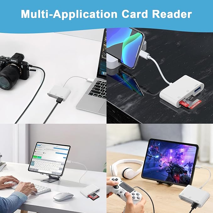 SD Card Reader USB C, USBC to Micro SD Memory Card Adapter Dual Slots with USB 2.0 Camera Adapter for Digital Camera, iPhone 15/16/17, iPad, Mac, MacBook Pro/Air, Android, Laptop