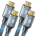 8K HDMI Cable 15 ft 2Pack, 48Gbps High Speed HDMI 2.1 Cable, Braided HDMI Cable 2.1 8K 60Hz 4K 120Hz Support for HDR eARC HDCP 2.2/2.3, HDMI Cord Compatible with HDTV, Laptop, Monitor, PC
