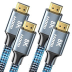 8K HDMI Cable 2 ft 2Pack, 48Gbps High Speed HDMI 2.1 Cable, Braided HDMI Cable 2.1 8K 60Hz 4K 120Hz Support for HDR eARC HDCP 2.2/2.3, HDMI Cord Compatible with HDTV, Laptop, Monitor, PC