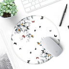 ITNRSIIET Round Mouse Pad with Stitched Edge Premium-Textured Waterproof Non-Slip Rubber Base Desktop Protection Mat Diameter 8.7 inches, Flowers and Butterflies