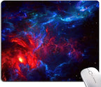 Galaxy Stars Light Black Mouse Pad, Red and Blue Nebula Mouse Mat, Non-Slip Rubber Base MousePads for Computer Office Laptop, 9.5"x7.9" Inch