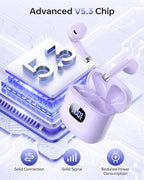 Wireless Earbuds Bluetooth 5.3 Ear Buds, Bluetooth Headphones with LED Display Charging Case, IPX7 Waterproof in-Ear Earphones with Mic for Phone Tablet Sports