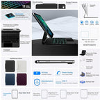 typecase Edge Keyboard Case for iPad 10th Generation 10.9" (2022) – Magnetic Keyboard Case with Multi-Touch Trackpad, 11 Colors Backlight, Pencil Holder, Slim & Lightweight - Dark Black