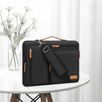 MOSISO 360 Protective Laptop Shoulder Bag,15 inch Computer Bag Compatible with MacBook Air M4 M3 M2/Pro A1990 A1707, Dell XPS Plus,Side Open Messenger Bag with 4 Zipper Pockets&Handle, Black