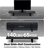 Moodular Wooden Monitor Stand 33.4” (85cm) Desk Organizer with Metal Slide Rails for Drawer, Tray, Laptop, Tablet, Phone & Headphones Customizable Riser for Organized Workspace Black MS85-B