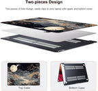 for MacBook Air 13 inch Case 2021 2020 2019 2018 Release A2337 M1 A2179 A1932 with Touch ID, Crystal Black Pattern Plastic Hard Shell Case Cover for Mac Air 13 M1, Tide Illustration 2