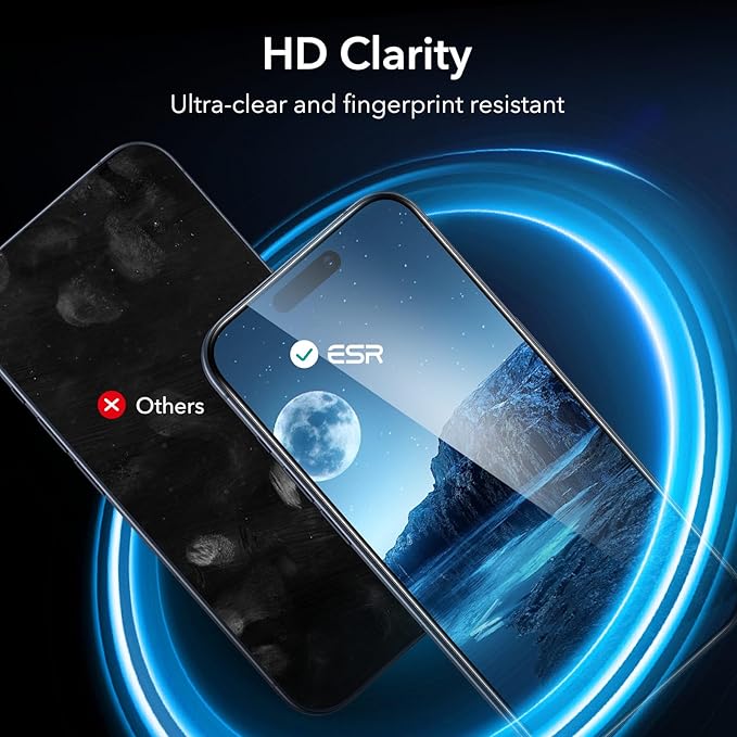 ESR 3 Pack for iPhone 15 Pro Screen Protector, [9H Hardness] [Military Grade Shatterproof] Full Coverage Tempered Glass Film with Easy Installation Tool