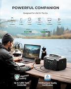 Andes 600 Pro Portable Power Station, 584Wh LiFePO4 Hybrid Battery Backup, [1 Hour 80%] Fast Charging, 600W SiCPrime Solar Generator for Outdoor Camping, RVs, Home Use (Solar Panel Optional)