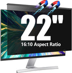 Magnetic Computer Privacy Screen Filter 22 inch for 16:10 Widescreen Monitor Desktop PC, 22in Hanging Removable Anti Blue Light Glare Eye Protection Shield, Screen Protector Panel