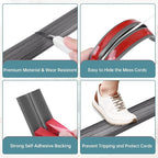 Floor Cord Cover Self Adhesive Cord Hider Floor Extension Cord Covers for Floor Power Cord Protector Cable Management Prevent Cable Trips Cable Cavity 0.47" W x 0.27" H (Deep Grey Wood, 3.3Ft)