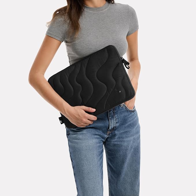 tomtoc 360 Protective Puffy Laptop Sleeve for 13-inch MacBook Air M4(2025)/M3/M2/M1 A3240 A3113, MacBook Pro M2/M1, iPad Air (M3/M2)/Pro M4, Quilted Soft Puffer Bag for 13-inch Surface Pro Copilot+PC