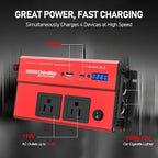 1000 Watt Power Inverters 12v to 110v for Vehicles - with Dual AC Outlets, 1000w Inverter with 3.0A USB and Type-C, 12v Inverter car Cigarette Lighter Battery for/Truck/RV/Emergency