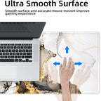 Galdas Large Mouse Pad XXL XL Large Mouse Pad Long Extended Mousepad Desk Pad Non-Slip Rubber Mice Pads Stitched Edges Thin Pad (31.5x11.8x0.12 Inch)-Ink White Gold Marble