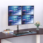WALI Quad Monitor Desk Mount, 4 Monitor Stand Fits Heavy Duty Computer Screen up to 27 inch, Full Adjustable Arm Holds up to 22 lbs per Arm (M004), Black