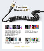 USB C Cable Fast Charging, 2Pack 3ft Coiled USB A to Type C Charge Cord for Car USB-C Charging Cable Compatible with iPhone 16/15/Pro/Samsung Galaxy S20 S10 Plus Note 10 and Other USB C Devices - Gold