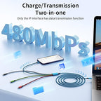 Travel Dual Type-C 4 in 1 Charging Cable, USB C Multi Charging Cable Multi Charging Cable for Multiple Devices, Phone Charging Cable Adapter 2 USB-C/IP/Micro Port for Phones Tablets Galaxy PS & More