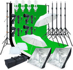 LINCO Lincostore Photo Video Studio Light Kit AM169 - Including 3 Color Backdrops (Black/White/Green) Background Screen