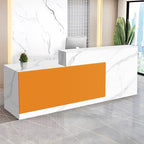 Reception Desk with Counter Modern Checkout Counter with Lockable Drawer Keyboard Tray Receptionist Desk for Office Salon Reception Table U Left 79inch/200cm
