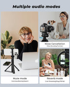 3-in-1 Mini Microphone for iPhone, Android, Camera - 328ft Long Range, 20H Battery Life, Wireless Microphones, Lapel Mic with AI Noise Reduction for Video Recording, YouTube, TikTok