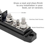 Recoil BBPG4 Bus Bar Positive and Negative 4 x 5/16”(M8) Studs and 4 x #8 Screw Terminals Power Distribution Block Busbar with Ring Terminals 150 Amp Rating