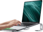 Aluminum Laptop Stand, Notebook Stand with Wrist Rest, Ergonomic Detachable Laptop Mount, Computer Stand Compatible with 10-17'' All Laptops Such as MacBook Air Pro/HP/Dell/Lenovo, Silver