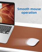 Leather Desk Pad Blotter,Mouse Pad,Office Desk Mat, Non-Slip PU Leather Desk mat,Large Desk mat,Waterproof Keyboard mat for Office/Home/Decor (Light Brown,35" x 17")