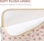 Puffy Laptop Sleeve 13-15.6 Inch Cute Quilted Laptop Protective Case Padded Floral Computer Sleeve for MacBook (A-Pink, 13 Inch)