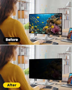 F FORITO 24 Inch 16:10 360°Privacy Screen Protector for Computer Monitor, Removable Eye Protection Anti Blue Light Anti Glare Computer Screen Privacy Shield for 24" Widescreen Monitors