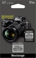 Nextorage 256GB SDXC UHS-II V90 SD Card Japanese Brand pSLC Max. Write Speed 299MB/s Max. Read Speed 300MB/s 4K Recording F2PRO Series NX-F2PRO256G SDXC Card for Digital Camera