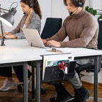 LUKETURE Laptop Holder, Steel Desk Side Storage, No Drill Standing Desk Accessories, Clamp on Laptop Mount with Pen Holder, Fits Flat Edge Tables 0.3" to 2.8" (Black, M(1 Tier))
